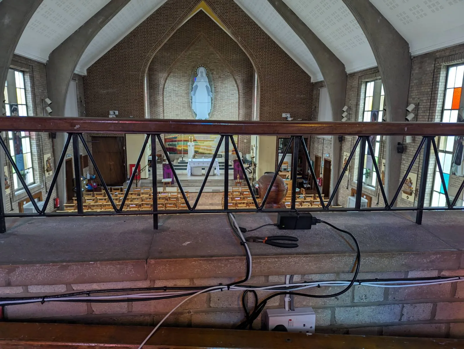View from the church balcony hosting the new Ubiquiti AP and an Axis PTZ camera